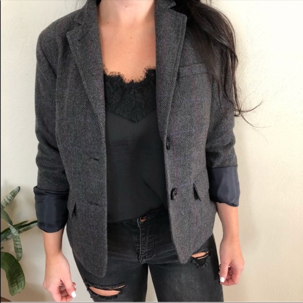 Tommy Hilfiger Gray Blazer w/ Purple Lining